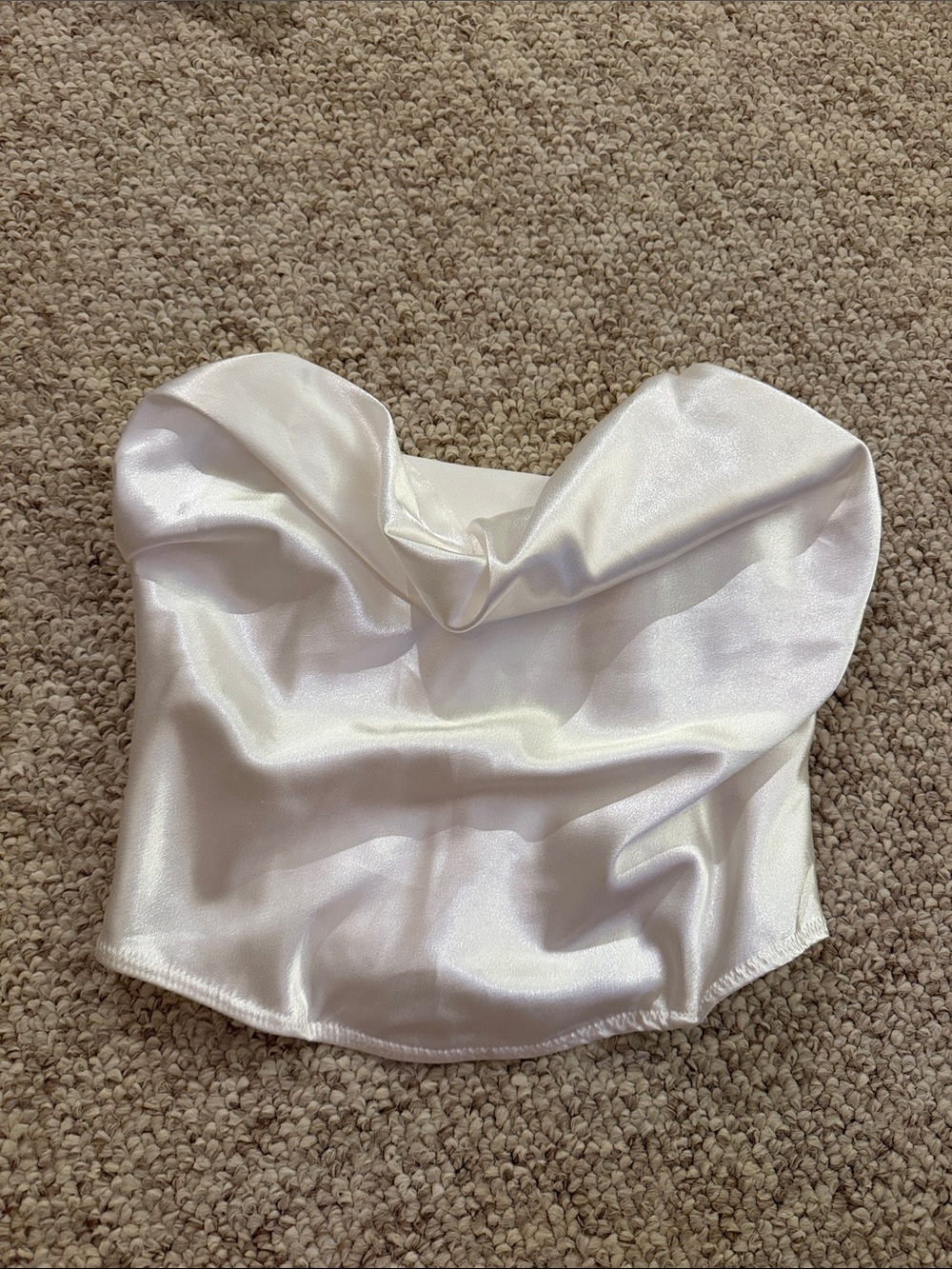 Lovers + Friends White Satin Strapless Corset Top